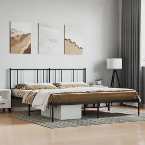 Berkfield Metal Bed Frame with Headboard Black 200x200 cm