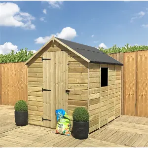 7 x 5 Pressure Treated T&G Single Door Apex Wooden Bike Store / Wooden Garden Shed + 1 Window (7' x 5') / (7ft x 5ft) (7x5)