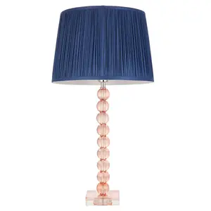 Luminosa Adelie & Wentworth Base & Shade Table Lamp Blush Crystal Glass & Midnight Blue Silk