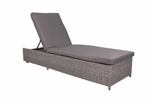 Paris Sun Lounger with Multi Position Backrest - Aluminium/Rattan Weave - L208 x W65 x H30 cm