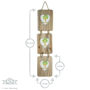 Nicola Spring - Rustic Hearts Hanging 3 Photo Frame - 4 x 6" - Natural