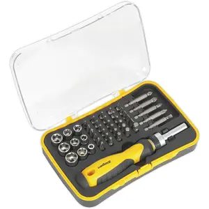 45 PACK Ratchet Screwdriver Socket & Bit Set - Comfort Grip & Storage Case