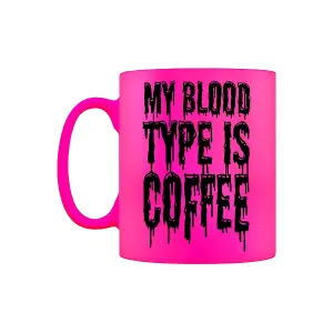 Grindstore My Blood Type Is Coffee Mug Neon Pink/Black (One Size)