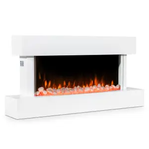 Baridi 46" Wall Mounting Electric Fireplace with LED Flame Effect - White - DH113