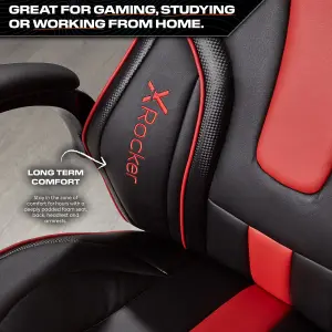 X-Rocker Maverick Gaming Chair PC Home Office Swivel PC Gaming Seat - BLACK / RED