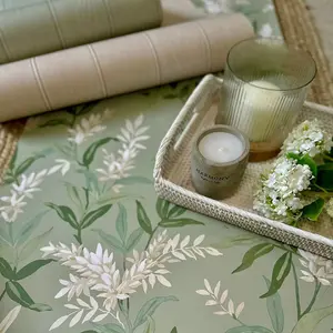 Olivia Floral Wallpaper Sage Green Belgravia 5907