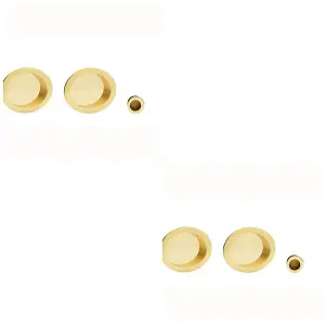 2 PACK - 29mm Sliding Door Rose & 2x 56mm Round Flush Finger Pulls - Polished Brass