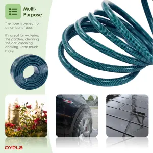 Oypla 30m PVC Flexible Green Hose Outdoor Garden Hose Pipe