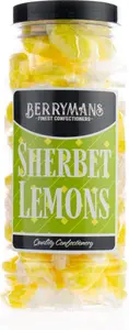 Original Sherbet Lemons Retro Sweets Gift Jar By Berrymans Sweet Shop - Classic Sweets, Traditional Taste.