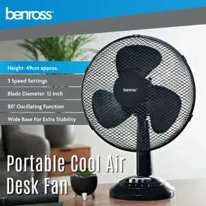 Benross 43929 12-Inch Standing Desk Fan