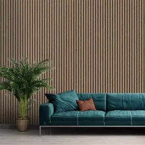 Belgravia Décor Wood Slat Walnut Textured Wallpaper