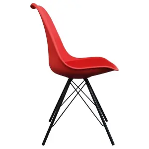 Soho Red Plastic Dining Chair with Black Metal Legs