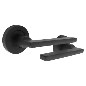 UNO Door Handle Modern Matt Black Lever on Rose Internal Internal Handles + 64mm Latch