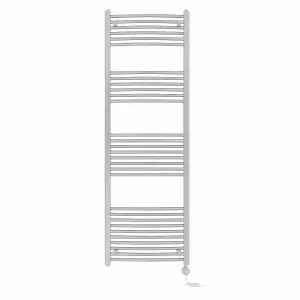 Right Radiators Prefilled Thermostatic Electric Heated Towel Rail Curved Ladder Warmer Rads - Chrome 1800x600 mm