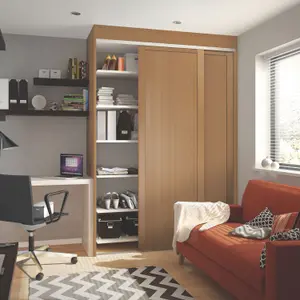 Panel Shaker Natural oak effect 2 door Sliding Wardrobe Door kit (H)2223mm (W)914mm