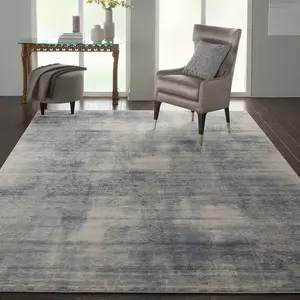 Blue Ivory Luxurious Modern Rustic Textures Rug For Bedroom & Living Room-160cm X 221cm