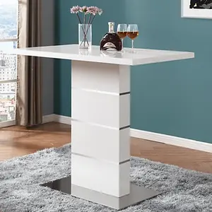 Parini White Gloss Bar Table 4 Copez Black White Stools