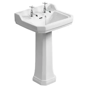 Ideal Standard Waverley Gloss White Rectangular Floor-mounted Full pedestal Basin (H)89cm (W)56cm