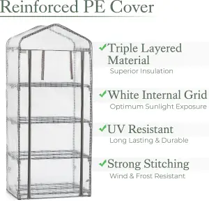 4 Tier Mini Greenhouse Replacement Cover Grow House Protector - Mesh COVER ONLY