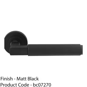 Premium Smooth Door Handle Set - Matt Black Angled Lever On Round Rose