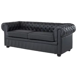 Leather Living Room Set Black CHESTERFIELD