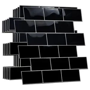 20 Pieces 30.5 x 15.4 cm 3D Tile Stickers Black Metro Subway