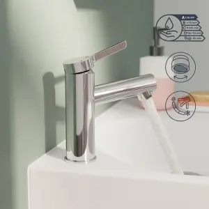 GoodHome Maza Medium Chrome effect Round Basin Mixer Tap