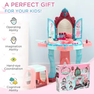 AIYAPLAY 31 Piece Kids Dressing Playset w/ Princess Mirror, Light & Sound