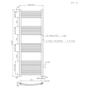 Right Radiators Prefilled Electric Curved Heated Towel Rail Bathroom Ladder Warmer Rads - Chrome 1400x500 mm