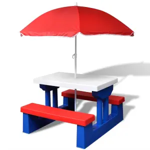 Berkfield Kids' Picnic Table with Benches and Parasol Multicolour