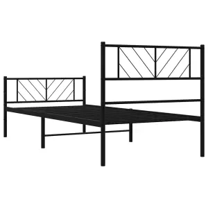 Berkfield Metal Bed Frame with Headboard and Footboard Black 100x190 cm