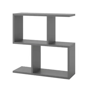 Barbara Side Table Modern 2-Tier Design with Storage Compartments Anthracite