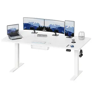 Hieronymus Electric Height Adjustable T-Shape Standing Desk White / Black / 122 x 180 x 80 cm