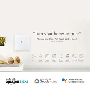 1 Gang Smart Touch Switch with Timer, Smart Light Switch Works with Alexa and Google Home, No Neutral Required