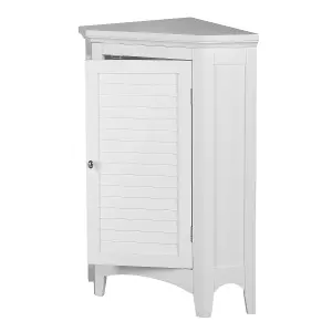 Teamson Home Bathroom Standing Corner Cabinet, Wooden Cabinet with Shutter Door, Bathroom Storage