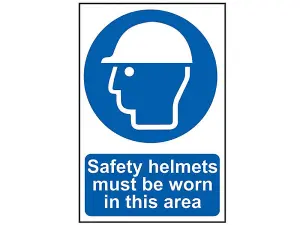 Mandatory Safety Helmets Required In This Area - Durable PVC Sign 400 x 600mm