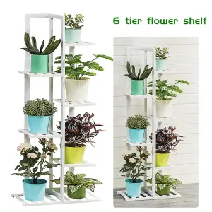 Outdoor 6-Tier Garden Wood Plant Stand 125cm H