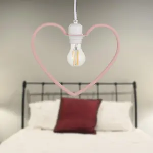 First Choice Lighting Pink Easy Fit Heart Shaped Pendant Shade