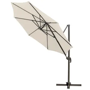 SunDaze 3M Cream Garden Cantilever Roma Parasol with 360 Degree Rotation Outdoor Patio Umbrella