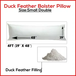 Duck Feather & Down Bolster Pillow Long Body Support Maternity Pregnancy Pillows Size (Small Double)