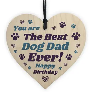 Red Ocean Dad Birthday Gifts For Dog Dad Funny Wooden Heart Birthday Gift For Him Gifts From The Dog