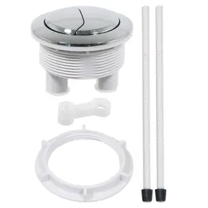 SPARES2GO Toilet Dual Flush Button 58mm WC Cistern Chrome Plated 215mm Double Push Rod Kit