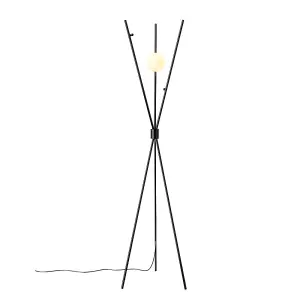 Metal Tripod Standing Floor Lamp with Plastic Lampshade