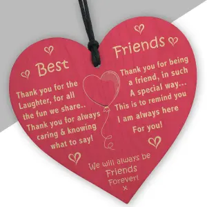 Red Ocean Best Friend Gift Wooden Heart Shaped Sign Best Friend Sign Friendship Gift Thank You Novelty Birthday Chic Plaque