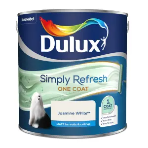 Dulux One coat Jasmine white Matt Emulsion paint, 2.5L