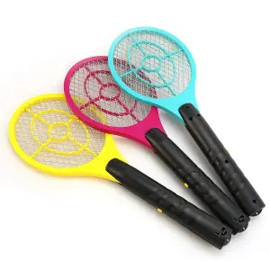 Electric Mosquito Swatter Swat Wasp Killer - Fly Zapper Racket Bug Zapper - With An Activation Button - Ergonomic Lightweight