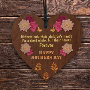 Red Ocean Happy Mothers Day Gift For Mum Mummy Wooden Heart Sign Gift From Daughter Son Keespake