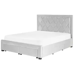 Velvet EU King Size Bed with Storage Light Grey LIEVIN