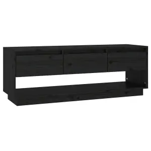 Berkfield TV Cabinet Black 110.5x34x40 cm Solid Wood Pine