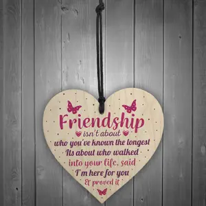 Red Ocean Friendship Gift Handmade Wooden Heart Plaque Best Friend Sign Thank You Birthday Christmas Gift Idea